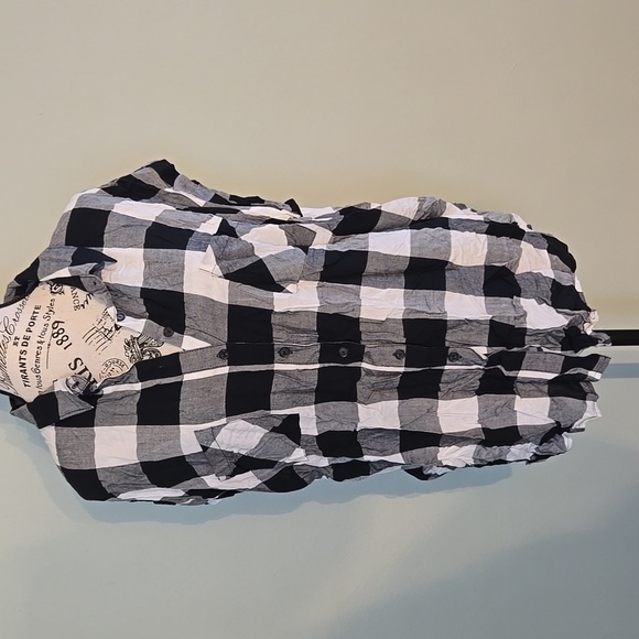 Black and White Plaid Button Down - Picture 1 of 5